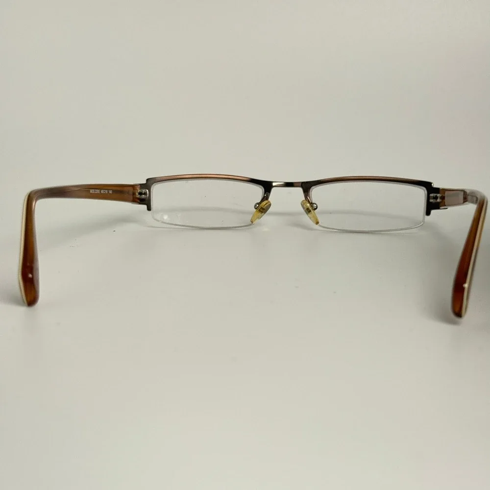 MOD 2200 Rectangular Semi Rimless Eyeglass Frames Bronze Amber 48-19-140